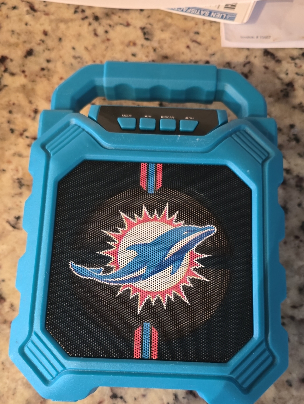 Portable Blue Speaker with Dolphin/Retro Logo